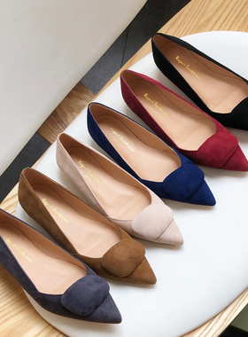 Rupert sanderson绒面真皮平底单鞋女夏季通勤轻便不累脚舒适女鞋