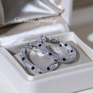 「豹富」猎豹耳钉夸张欧美ins满钻祖母绿耳环925银婚礼晚宴豹子