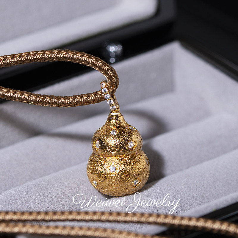 中式复古意大利精工拉丝工艺925银镀18K金花丝四叶草葫芦项链吊坠,饰品/流行首饰/时尚饰品新,银饰吊坠,淘宝优惠券,粉丝福利购,淘宝优惠卷