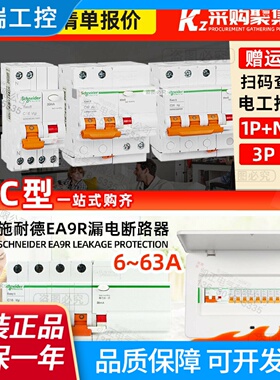 施耐德断路器空气开关家用E91PN2P3P4P10A63A带漏电保护器