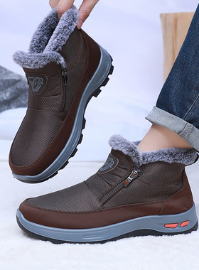 布瑞京26615 80021 男女情侣棉鞋加绒高帮大码保暖雪地靴爸爸妈妈