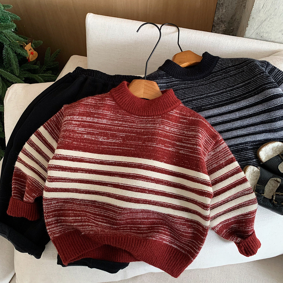 小童条纹加厚毛衣男女童