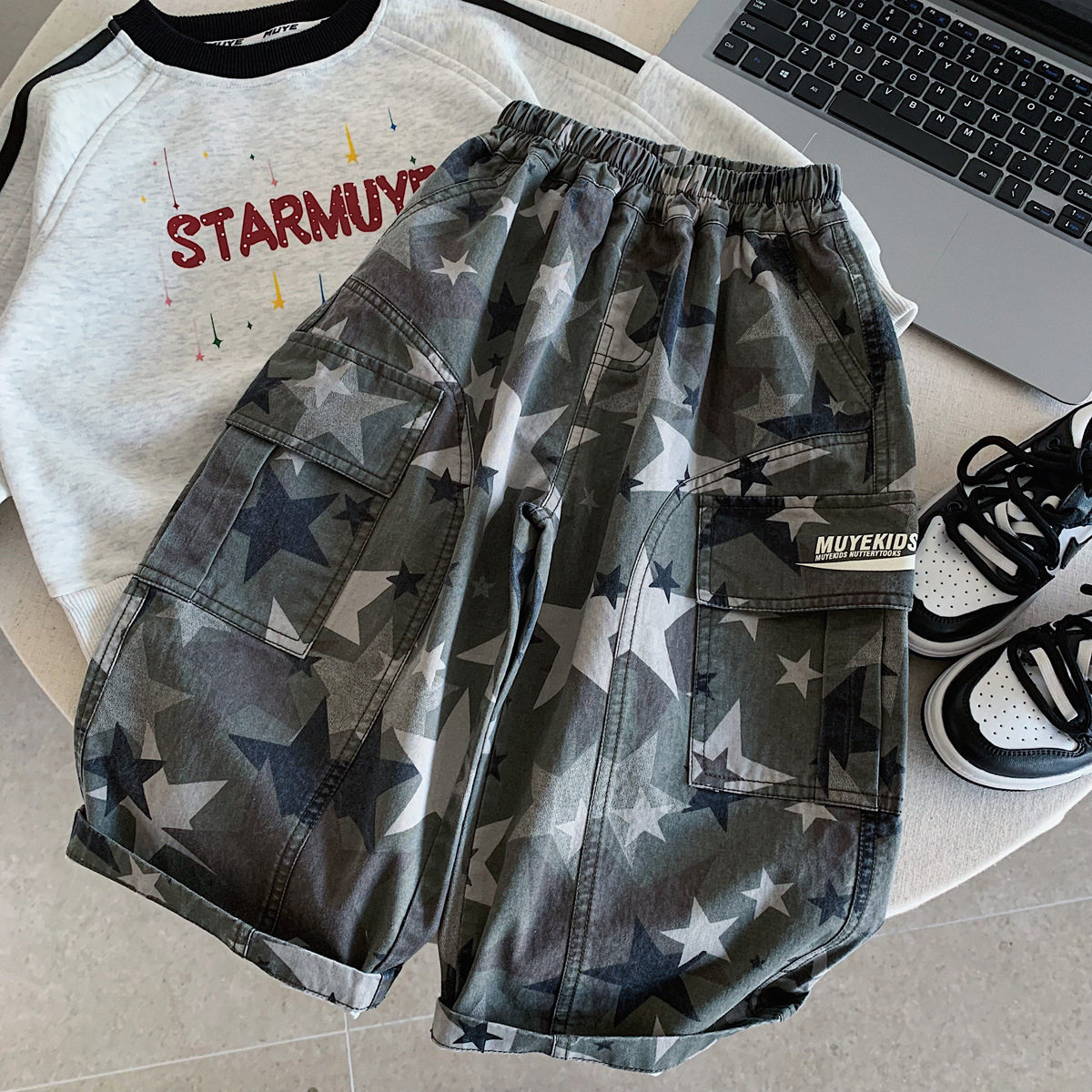 小童时髦迷彩休闲裤男女童2026春秋装宝宝长裤韩版儿童百搭工装裤