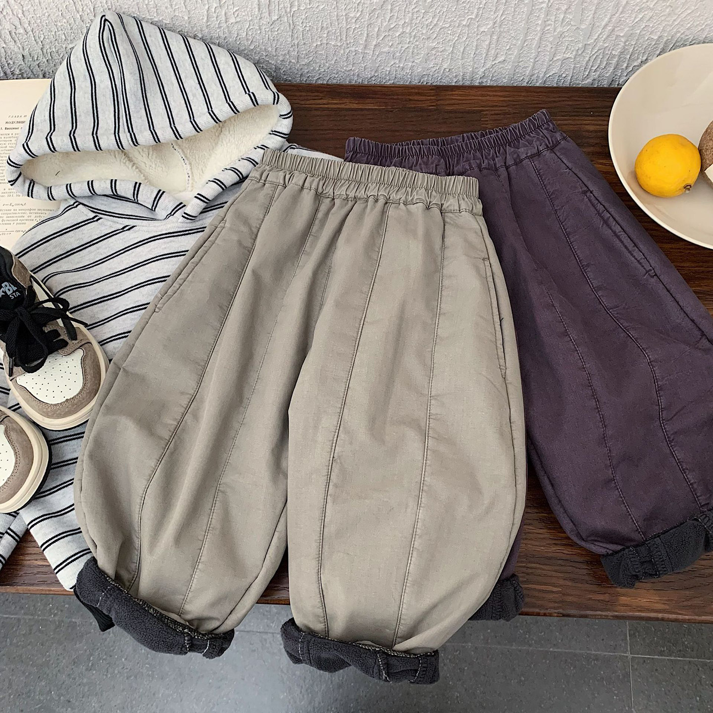 小童痞帅拼接加绒休闲裤男女童2025秋冬装宝宝哈伦裤儿童加厚长裤,童装/婴儿装/亲子装,裤子,淘宝优惠券,粉丝福利购,淘宝优惠卷