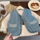 儿童痞帅口袋牛仔马甲男女童2026春秋装 宝宝外穿背心小童坎肩外套
