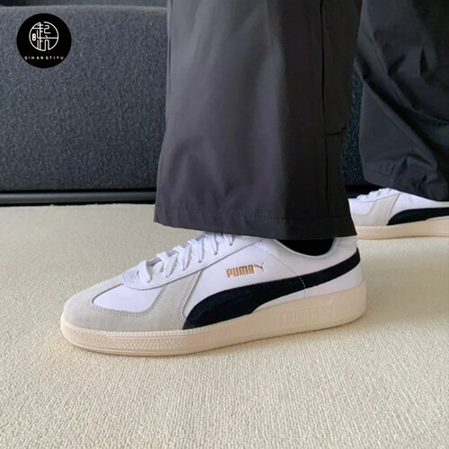 PUMA彪马 Army Trainer 皮革圆头系带 耐磨轻便低帮板鞋386607-01