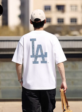 NEW ERA MLB洛杉矶道奇队男女LA徽标印花宽松圆领短袖T恤13086599