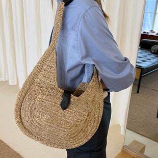 网红同款 百搭编织包托特包小众设计女包潮 大容量草编包单肩包时尚