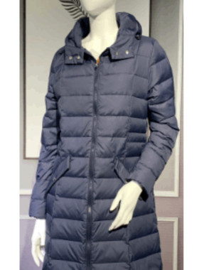 威鹏常规灰鸭绒加厚25年冬季新蓝色中长款女羽绒服外套F74021