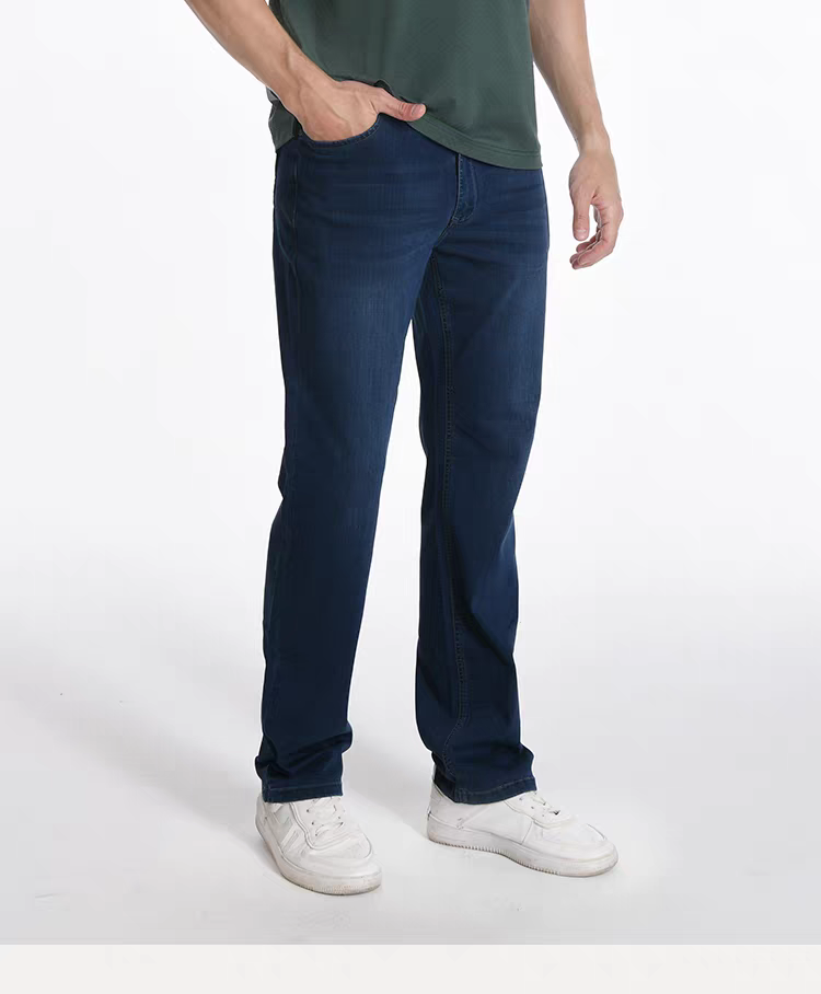 威鹏新款男士夏季薄款牛仔裤时尚水洗中高腰宽松直筒牛仔裤862032