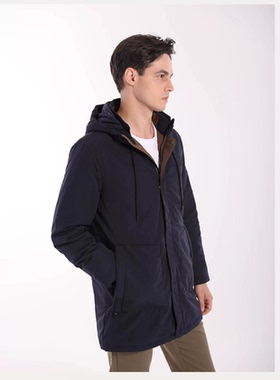 威鹏冬季新款男士时尚商务休闲全棉防皱长袖棉服外套C64028