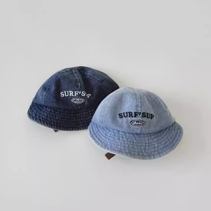 韩版字母刺绣牛仔儿童大沿帽子春季男女宝宝出街遮阳防晒鸭舌帽潮