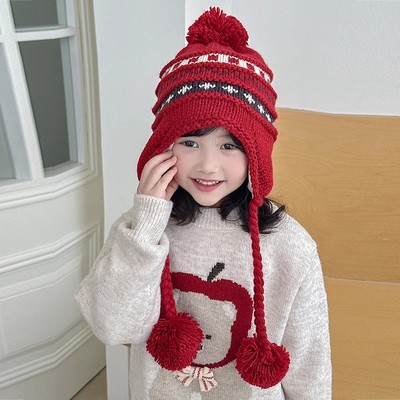 毛线帽保暖护耳尔毛线帽子辫子厚