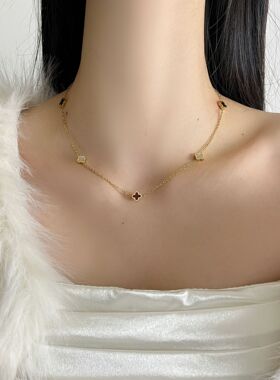 五花四叶草项链钛钢不掉色