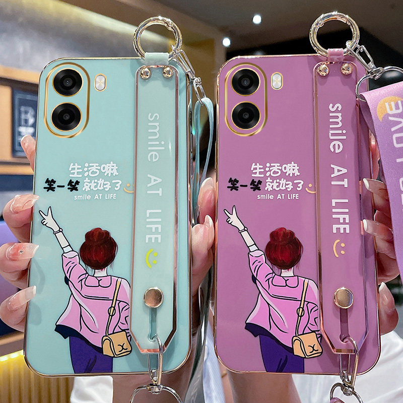 适用于OPPOA6k手机壳PLT120硅胶套可爱女孩腕带创意斜跨