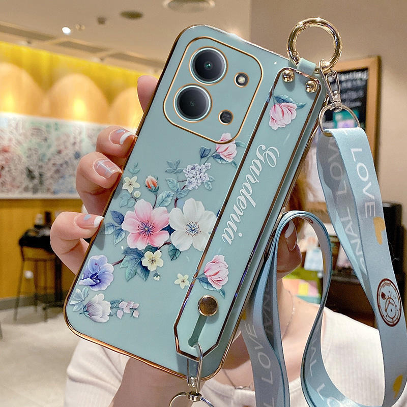 xit适用于红米15C手机壳2508CRN2BC保护套腕带款时尚简约花卉斜跨挂绳可背小米Redmi15C直边超薄防摔软壳新款