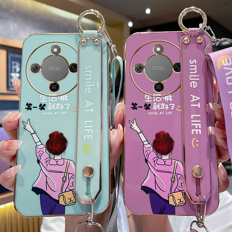 xit适用华为荣耀X9d手机壳MTN-NX1保护套5G海外国际版唯美女孩腕带款honorX9D斜跨挂绳个性文字防摔软壳新款