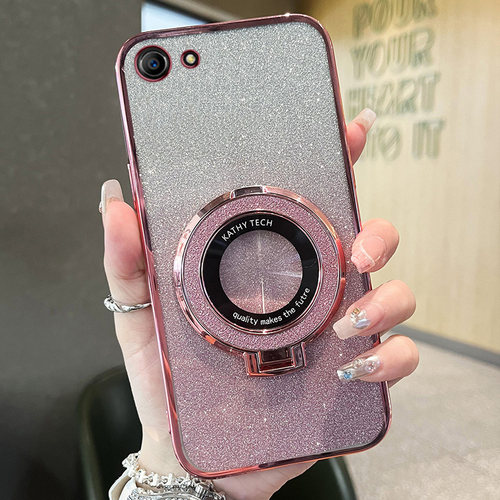 oppoA83硅胶套透明闪粉带支架