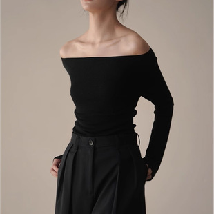 羊毛混纺无缝一字领羊毛打底衫