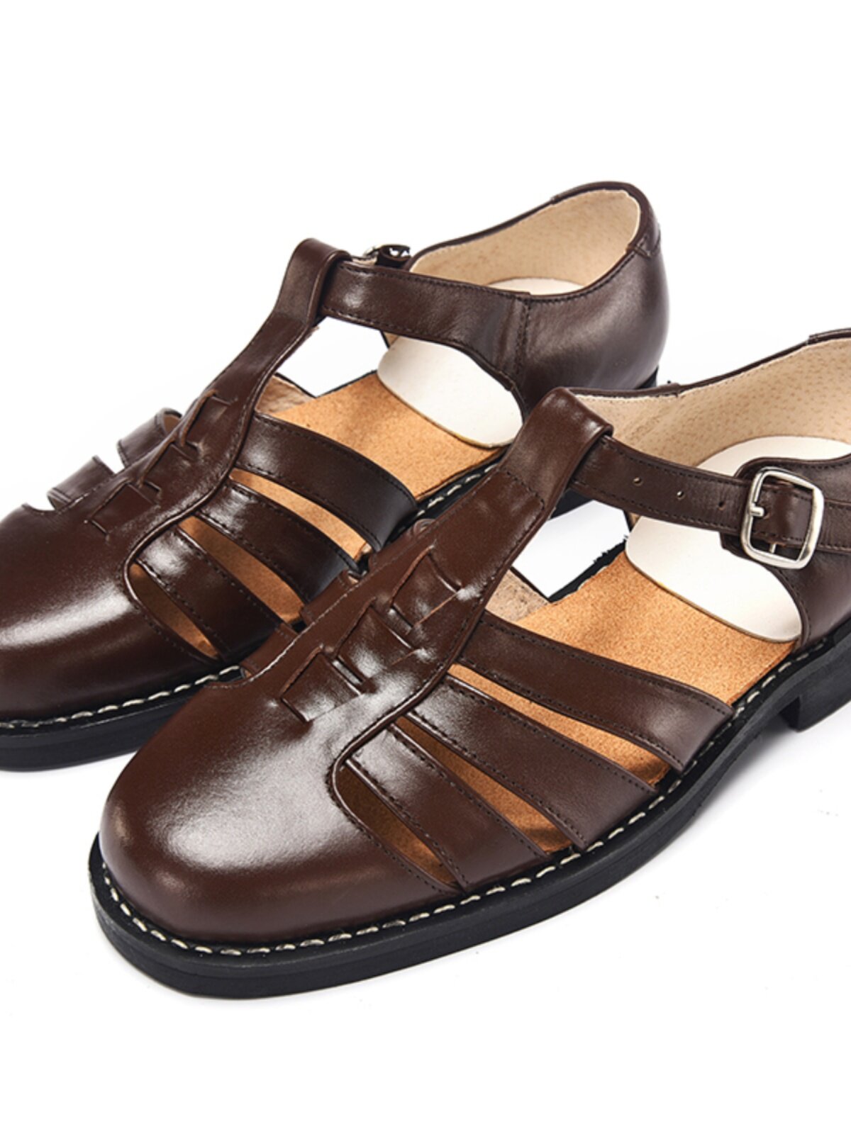 老三条皮凉鞋男真皮商务正装夏季中老年男鞋包头厚底防滑爸爸鞋子