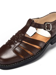 Sandals, summer classic suit jacket, footwear, non-slip shoe bag platform, genuine leather, for middle age