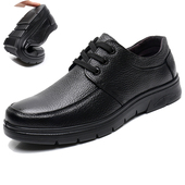 工作防滑爸爸鞋 男单鞋 圆头上班皮鞋 系带低帮鞋 真皮商务休闲鞋 男士