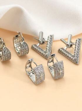 轻奢小众闪亮微镶锆石几何造型耳钉女精致百搭高级感耳环OODT耳圈