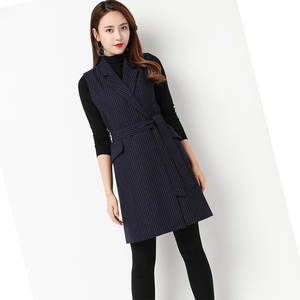 西装马甲女2021春装新款韩版春装修身加厚无袖羊毛毛呢中长款外套