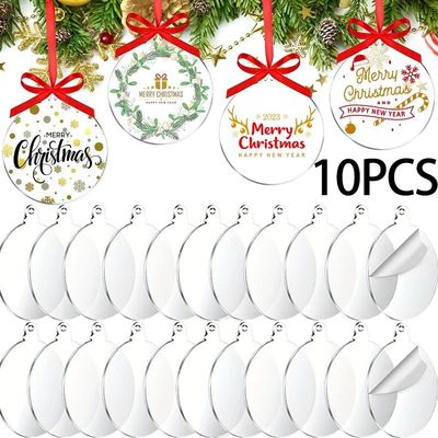 10pcs Acrylic Discs Christmas Tree Hanging Ornament DIY Blan