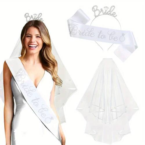 3 Pcs White Bachelorette Party Decorations Bridal Shower Cro