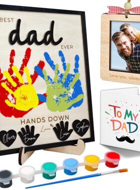 Father's Day Gift Wooden Handprint Sign Diy Commemorative Wo