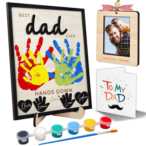 Father's Day Gift Wooden Handprint Sign Diy Commemorative Wo