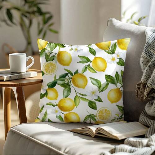 1pc Yellow Lemon Single-sided Printed Pillowcase for Car Sea
