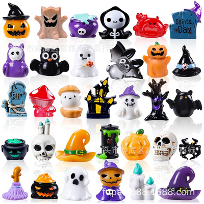 Halloween Party Resin Small Ornaments Witch Barrel Filling G