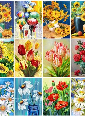 5D DIY Diamond Painting Kit Floral Landscape Cross Diamond E