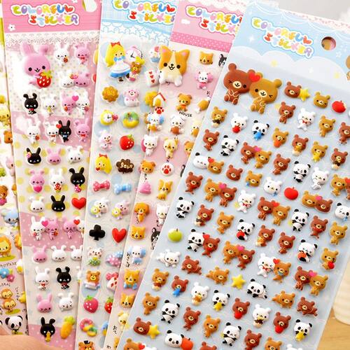 Cute Mini Animal Stereoscopic 3D Bubble Sticker Diary Sticke