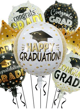 7Pcs/Set Congrats Grad Foil Helium Balloon 4D Grad Mylar Bal
