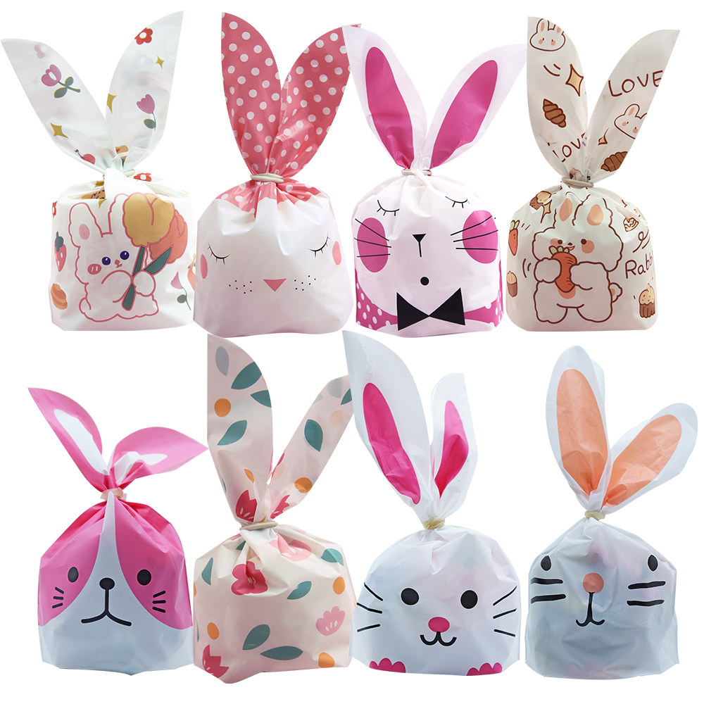 10/20pcs cute rabbit ear bags plastic cookie candy gift bags