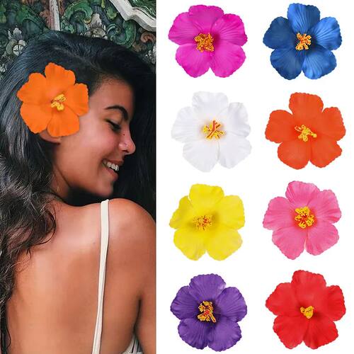 2/5pcs Hawaiian Flower Hair Clip Summer Beach Birthday Party