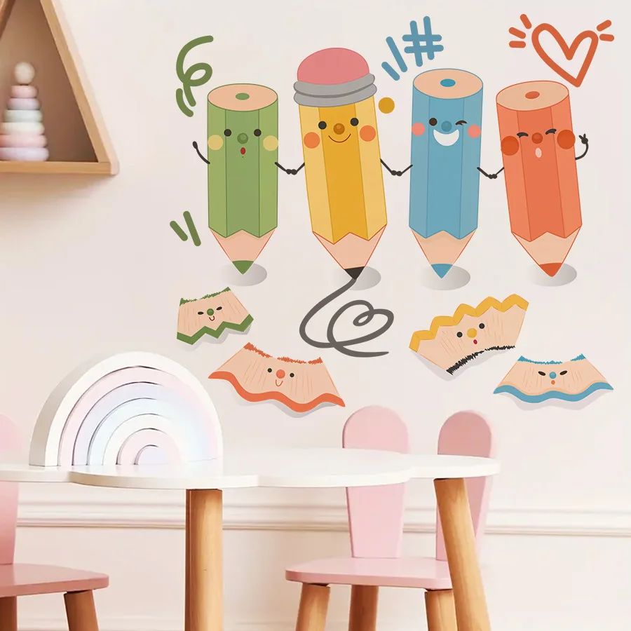 Cartoon Cute Colorful Crayon Pattern Wall Stickers for Kids