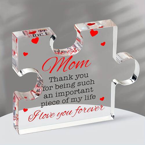 1pc,Birthday Gifts for Mom - Engraved Acrylic Block Puzzle M