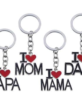 I Love MOM&MAMA&DAD&PAPA Hollow Letters Keychain for Women M
