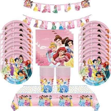 Cartoon Six Princess Theme Party Decoration Disposable Table