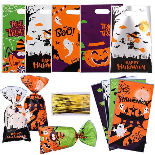 Halloween Candy Bag with Tie Colorful Tote Bag Assorted Styl