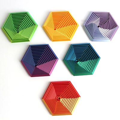 3D Printed Fractal Hexagon Toy Mesmerizing Spiral Design for