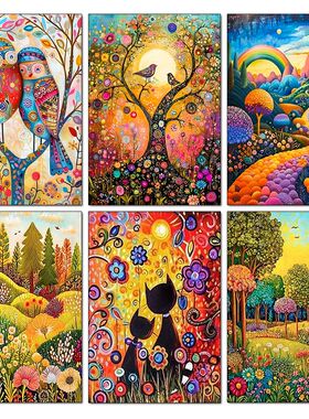 Colorful Forest Tree 5d Diamond Painting Mosaic Cross Stitch