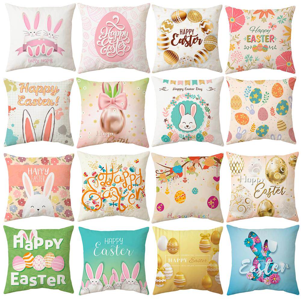 happy easter decoration for home  rabbit eggs pillowcase bun