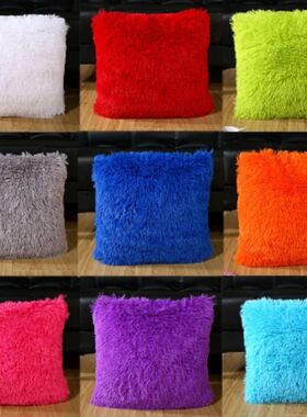 Solid Soft Plush Faux Fur Cushion Covers Home Decorative Cus