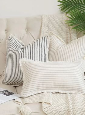 1pc Throw Pillow Covers - Comfortable Striped Throw Pillowca