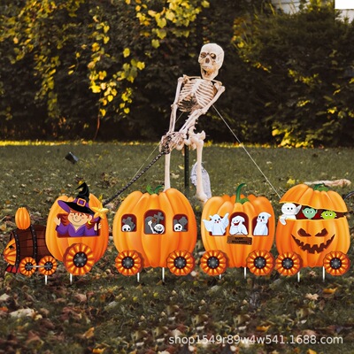 Halloween Skeleton Train Courtyard Decoration Thanksgiving P